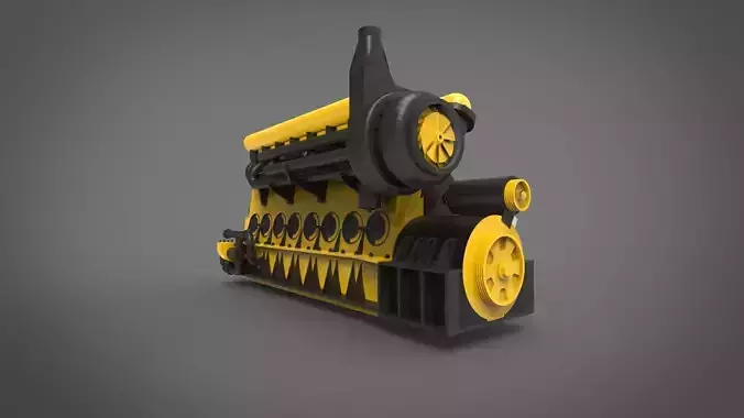 Container ship diesel engine 3D model