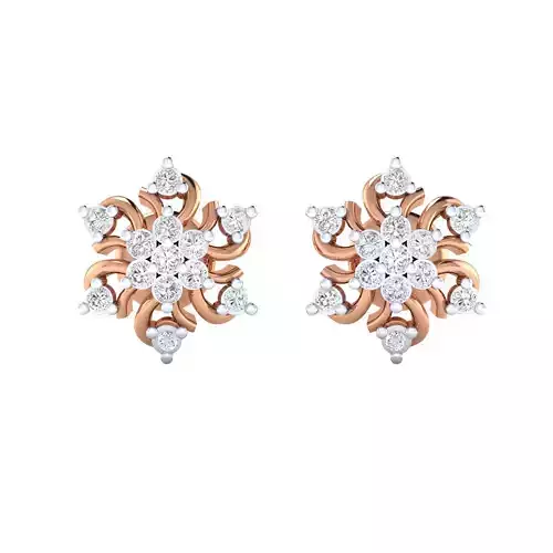Flower High Jewelry Diamond Earrings 3dm stl renders details