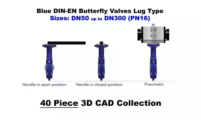 DIN-EN Butterfly Valves - Lug Type - Blue