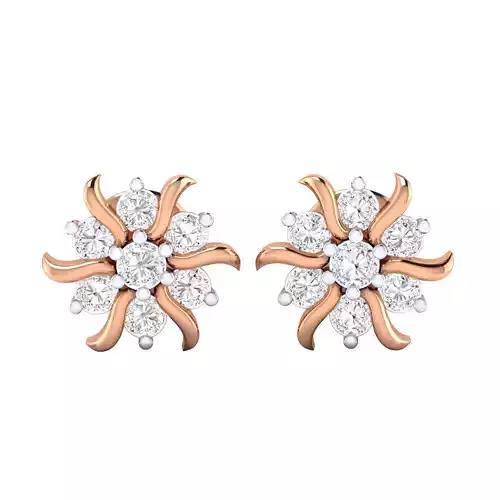 Flower High Jewelry Diamond Earrings 3dm stl renders details