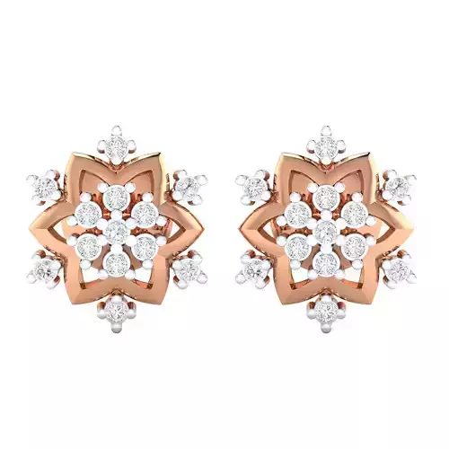 Flower High Jewelry Diamond Earrings 3dm stl renders details