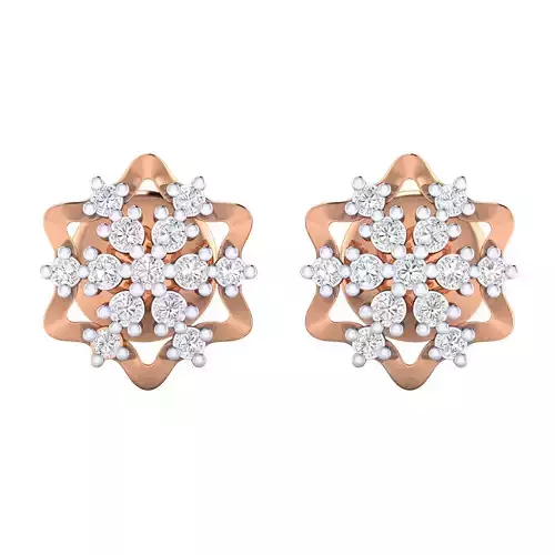Flower High Jewelry Diamond Earrings 3dm stl renders details 