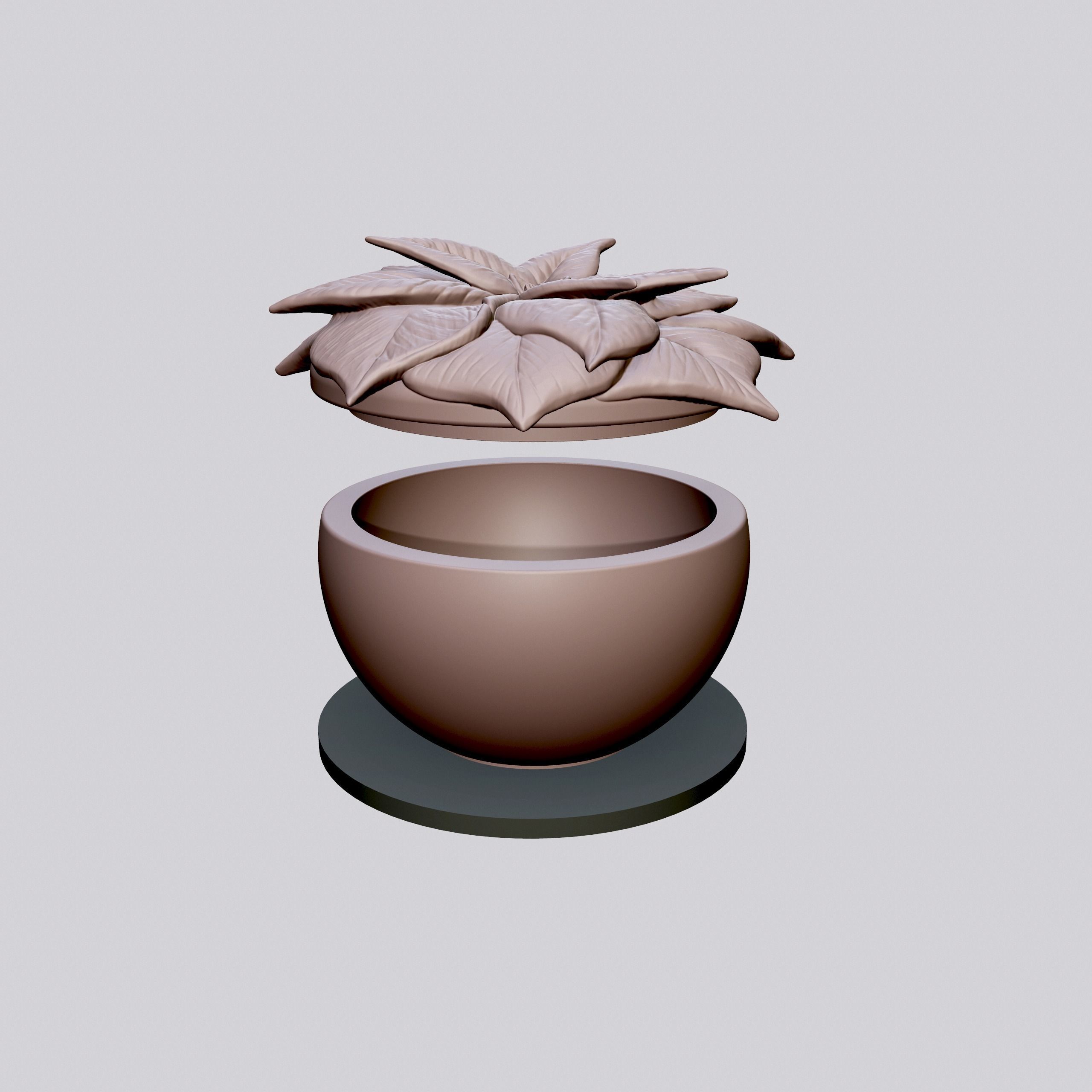 Poinsettia flower pot 3D print model_3