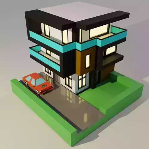 Low poly Modern House 002