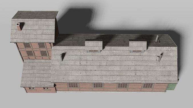 Old brick train shed 3D model 7