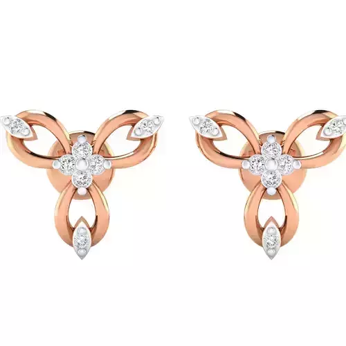Flower High Jewelry Diamond Earrings 3dm stl renders details