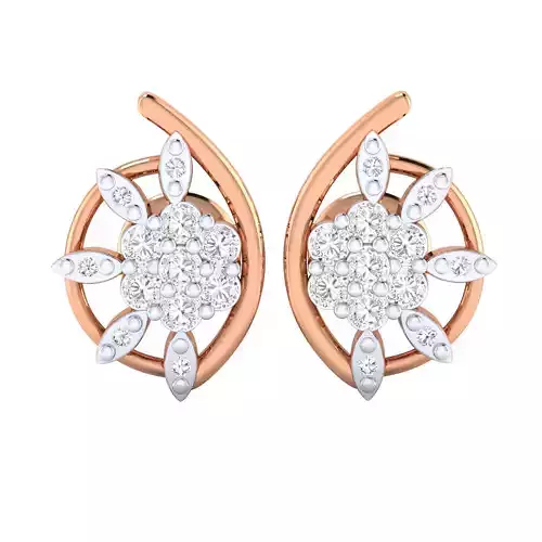 Flower High Jewelry Diamond Earrings 3dm stl renders details