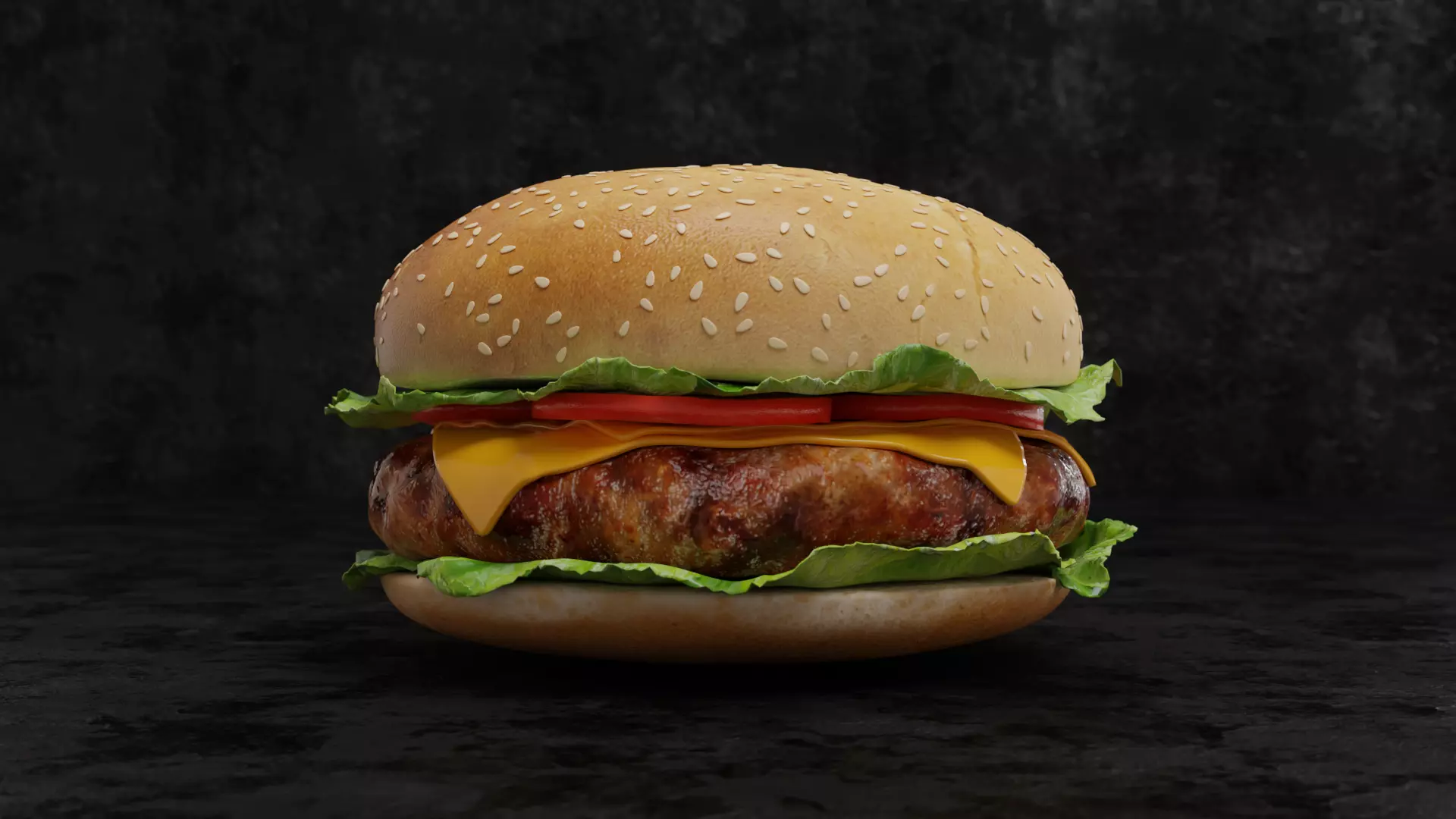 Hamburger Realistic Burger 3D model_0