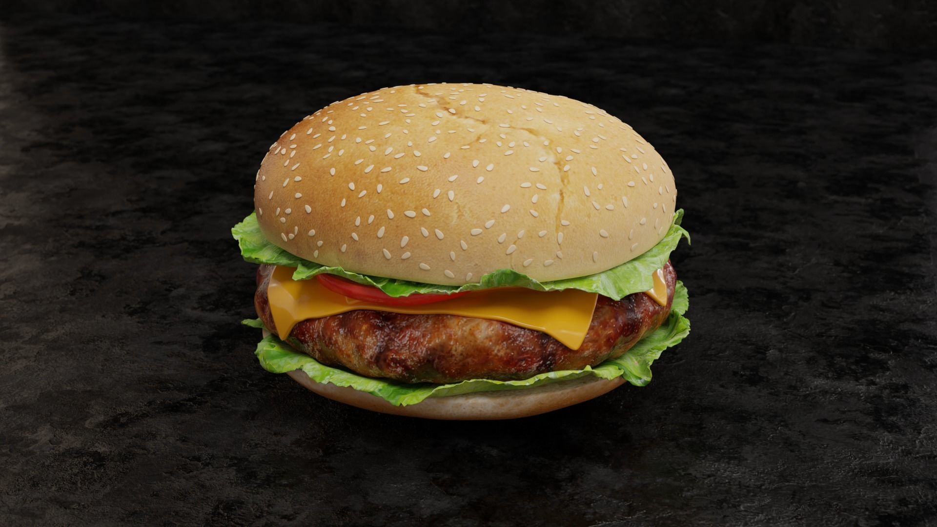 Hamburger Realistic Burger 3D model_1