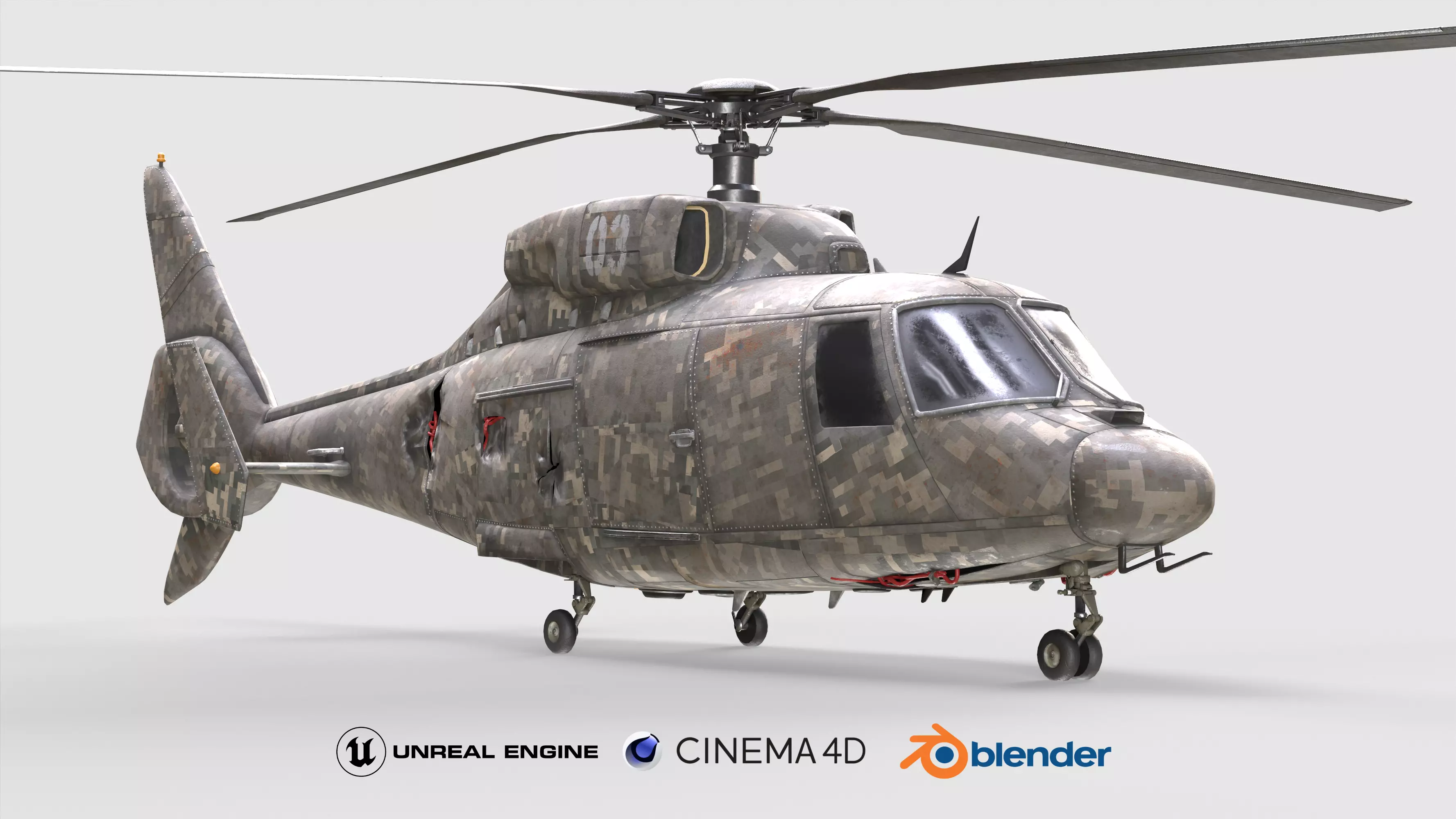 Military Helicopter Low-poly 3D model
