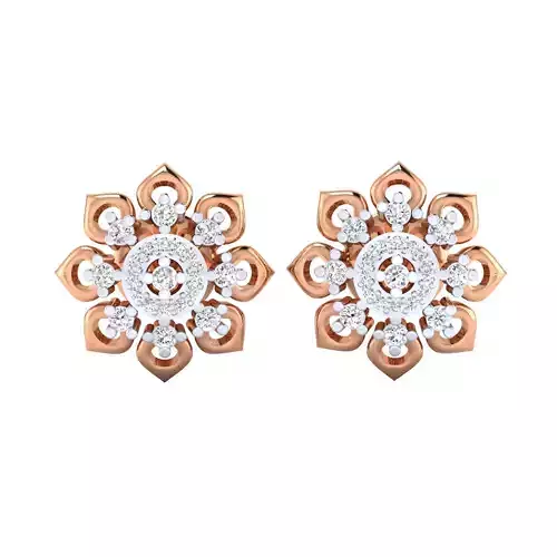 Flower High Jewelry Diamond Earrings 3dm stl renders details