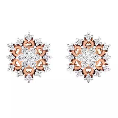Flower High Jewelry Diamond Earrings 3dm stl renders details