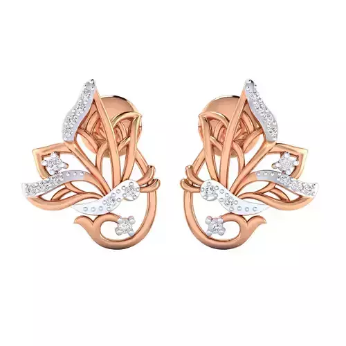 Flower High Jewelry Diamond Earrings 3dm stl renders details