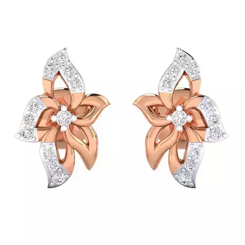 Flower High Jewelry Diamond Earrings 3dm stl renders details