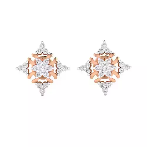 Flower High Jewelry Diamond Earrings 3dm stl renders details