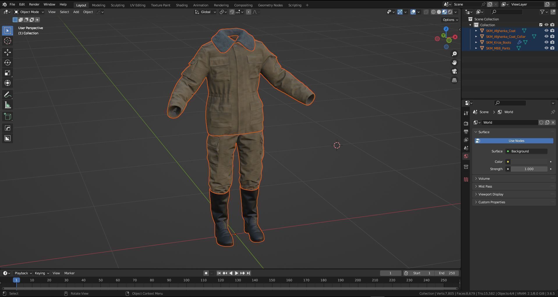 SOVIET UNIFORM M88 Low-poly 3D model_12