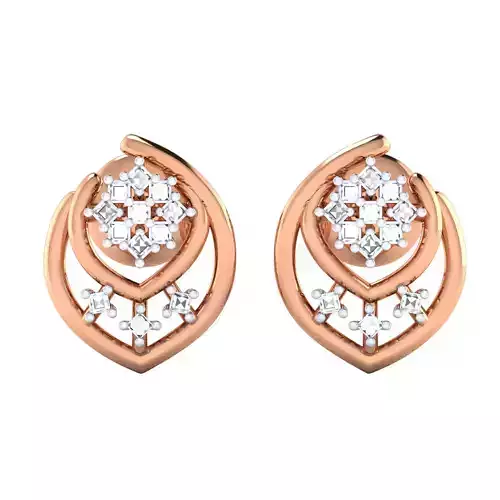 High Jewelry Diamond Earrings 3dm stl renders details