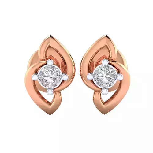 Solitaire Studs Leaves High Jewelry Diamond Earrings 3dm stl 