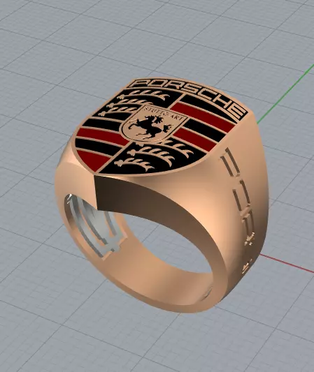 Jewelry Ring with enamel Porsche logo 3D print model