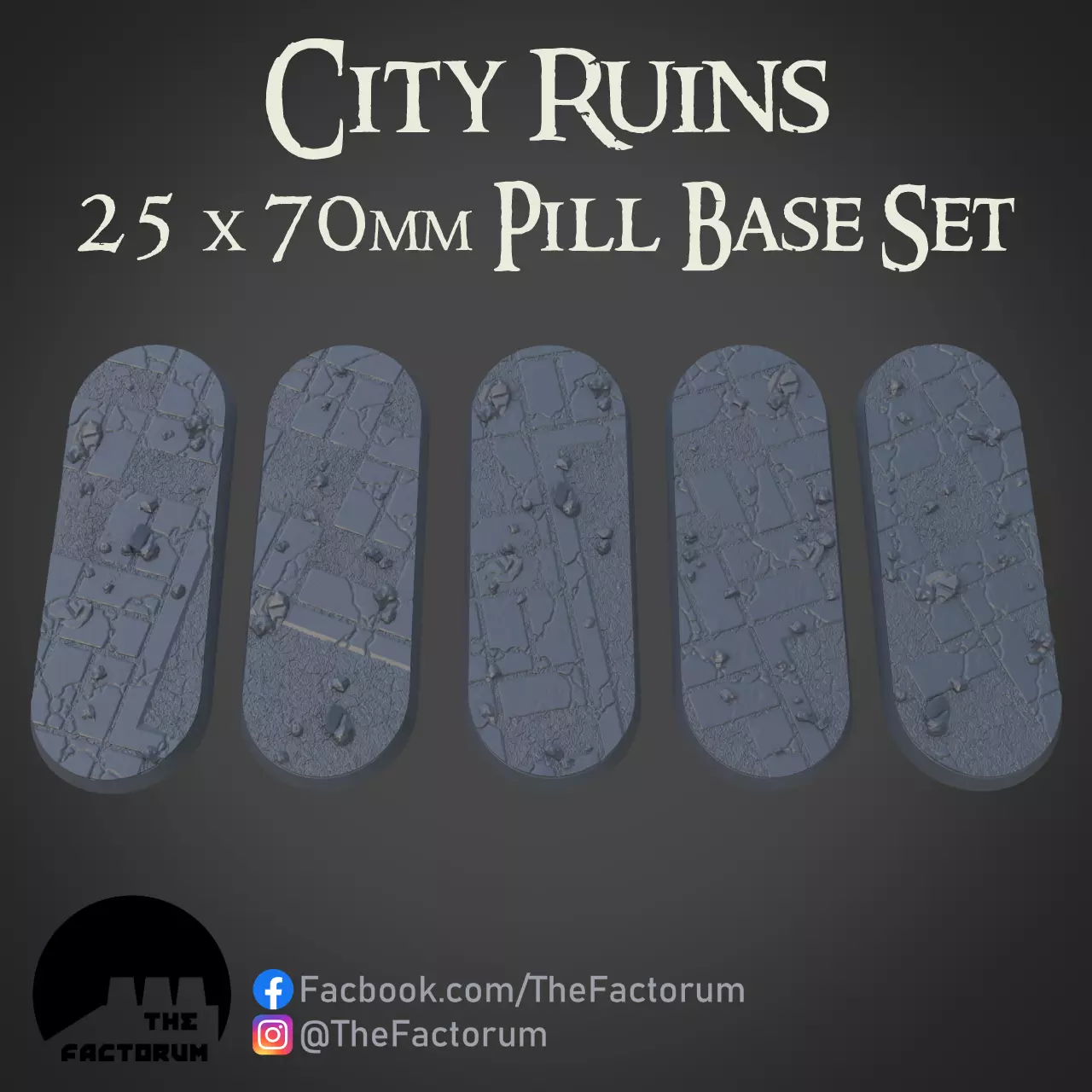 25mm x 70mm pill City Ruins set Pre-supported 3D print model 3D print model