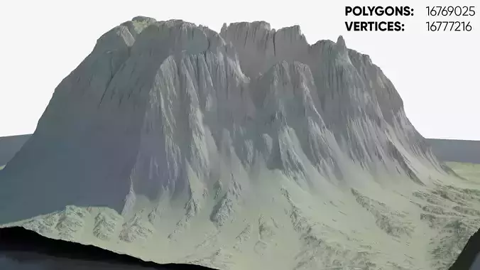 Highly detailed sci-fi rocky volcano with sand deposits