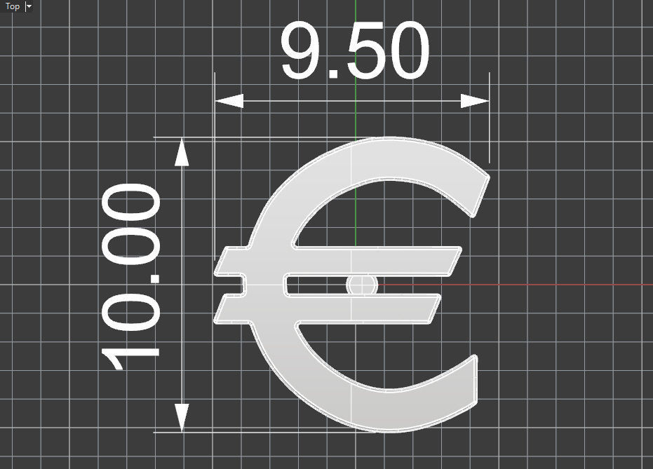 Euro sign stud earring blank 3D print model_9