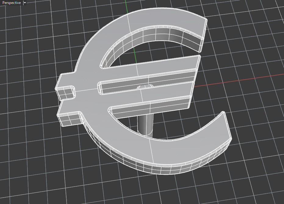 Euro sign stud earring blank 3D print model_11