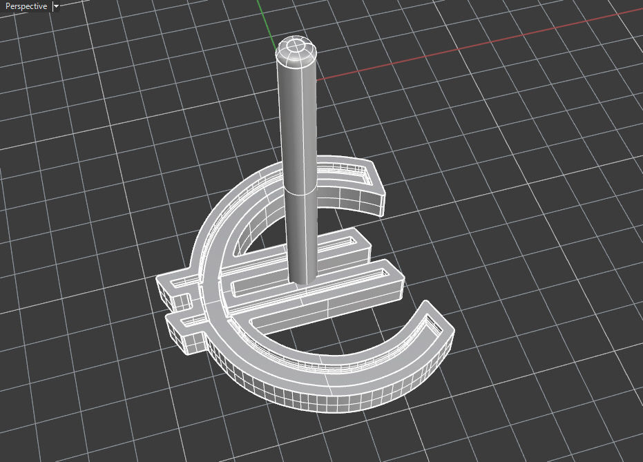 Euro sign stud earring blank 3D print model_12