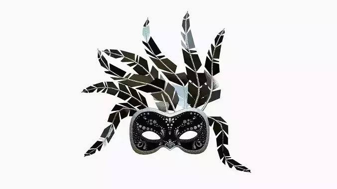 Carnival Mask J01 Black Silver - Costume Character Design Low-poly 3D model
