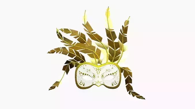 Carnival Mask J02 White Gold - Costume Character Design Low-poly 3D model