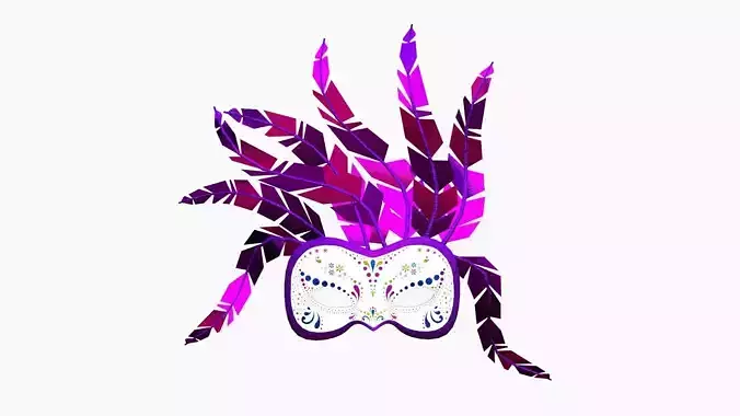 Carnival Mask J04 Colored - Costume Character Design Low-poly 3D model