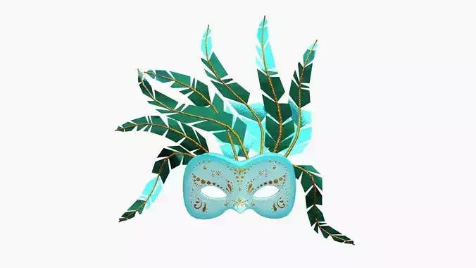 Carnival Mask J07 Blue Orange - Costume Character Design Low-poly 3D model