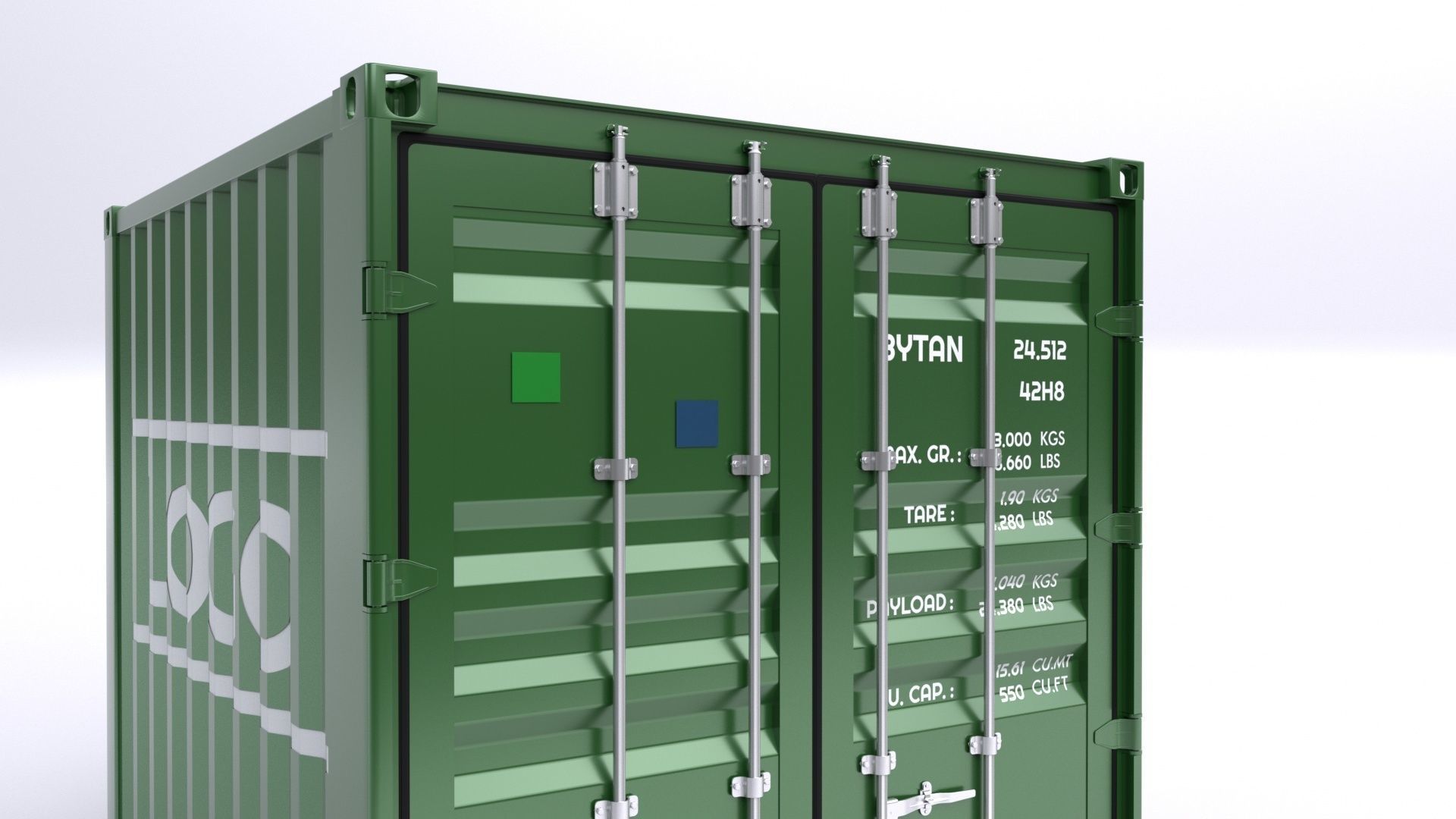 Standart 10ft Container Rigged 3D model_7