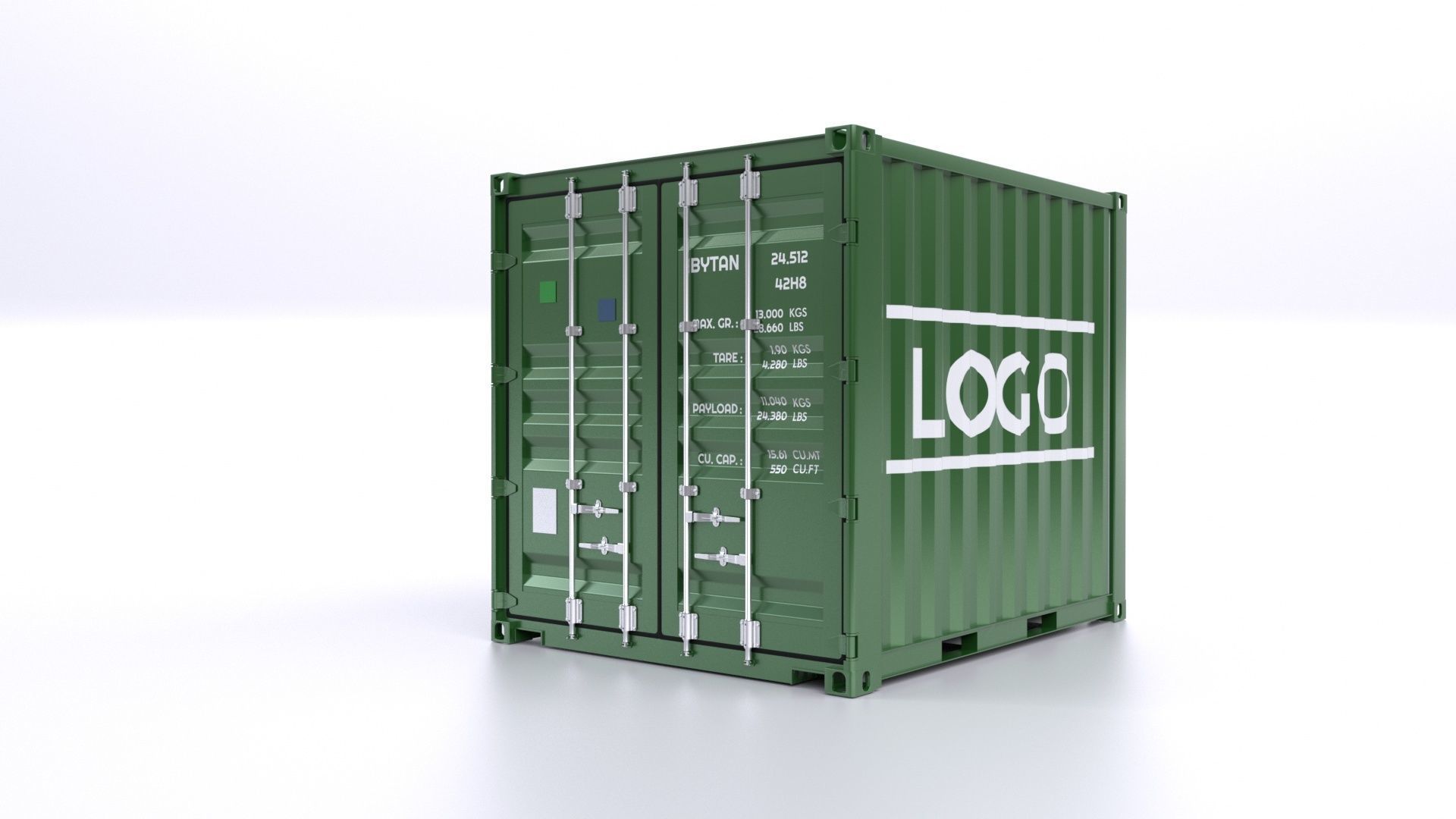 Standart 10ft Container Rigged 3D model_1