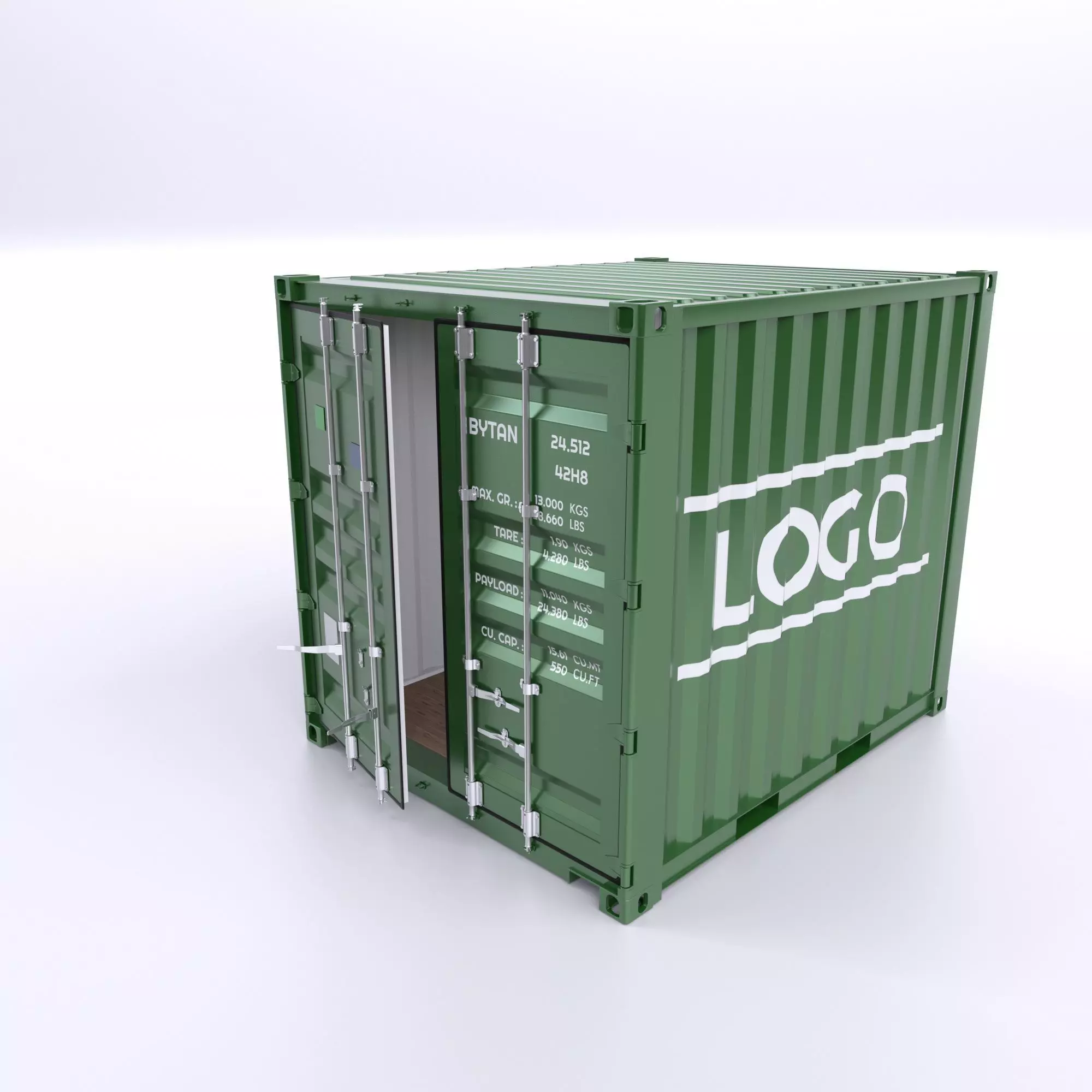 Standart 10ft Container Rigged 3D model_0