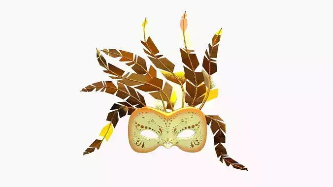 Carnival Mask J08 Orange Yellow - Costume Character Design Low-poly 3D model