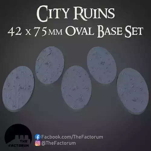 42mm x 75mm Oval City Ruins set Pre-supported 3D print