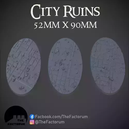 52mm x 90mm oval City Ruins set Pre-supported 3D print model