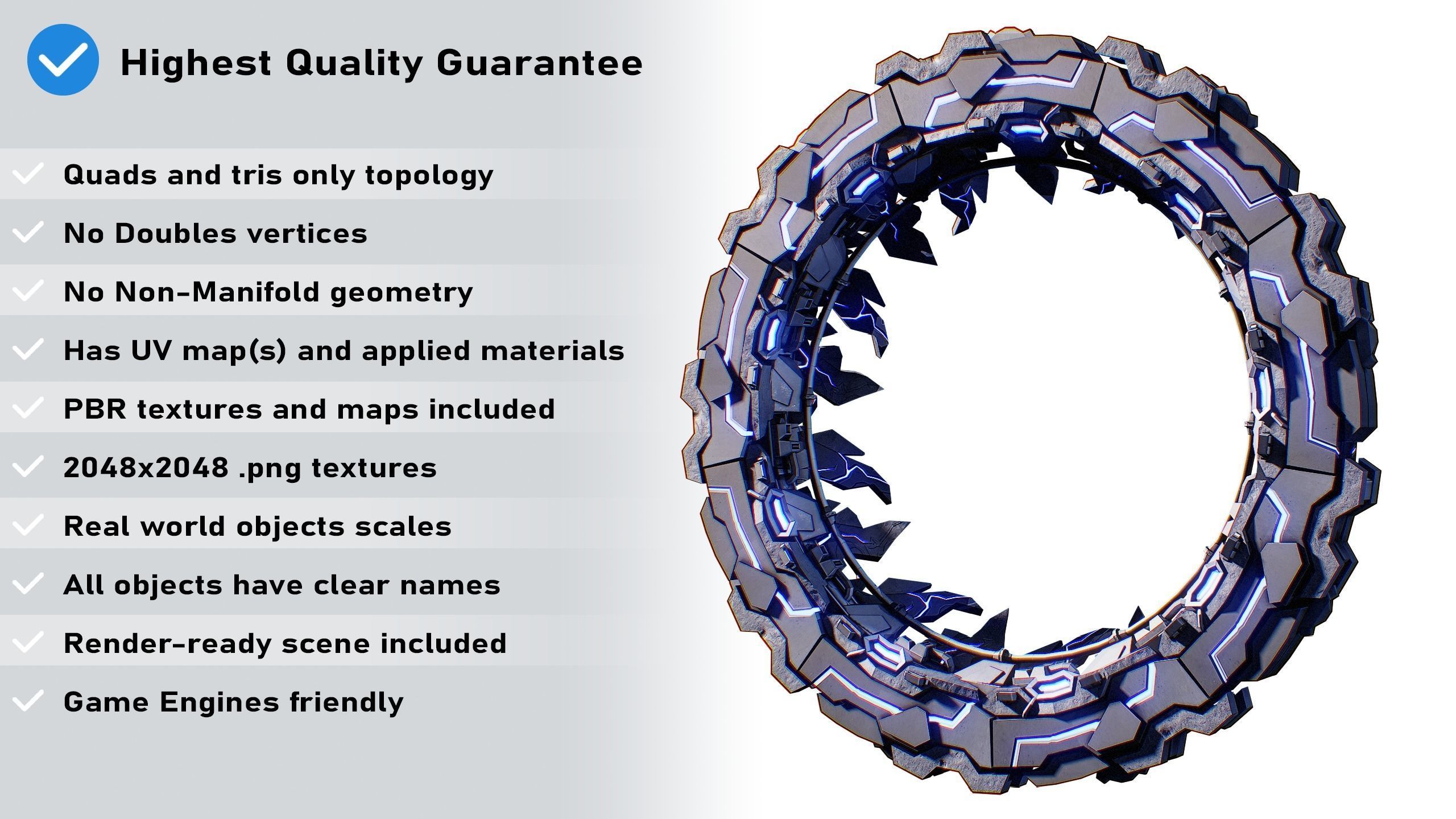 Sci-Fi Star Gates Type 01 PBR Low-poly 3D model_2