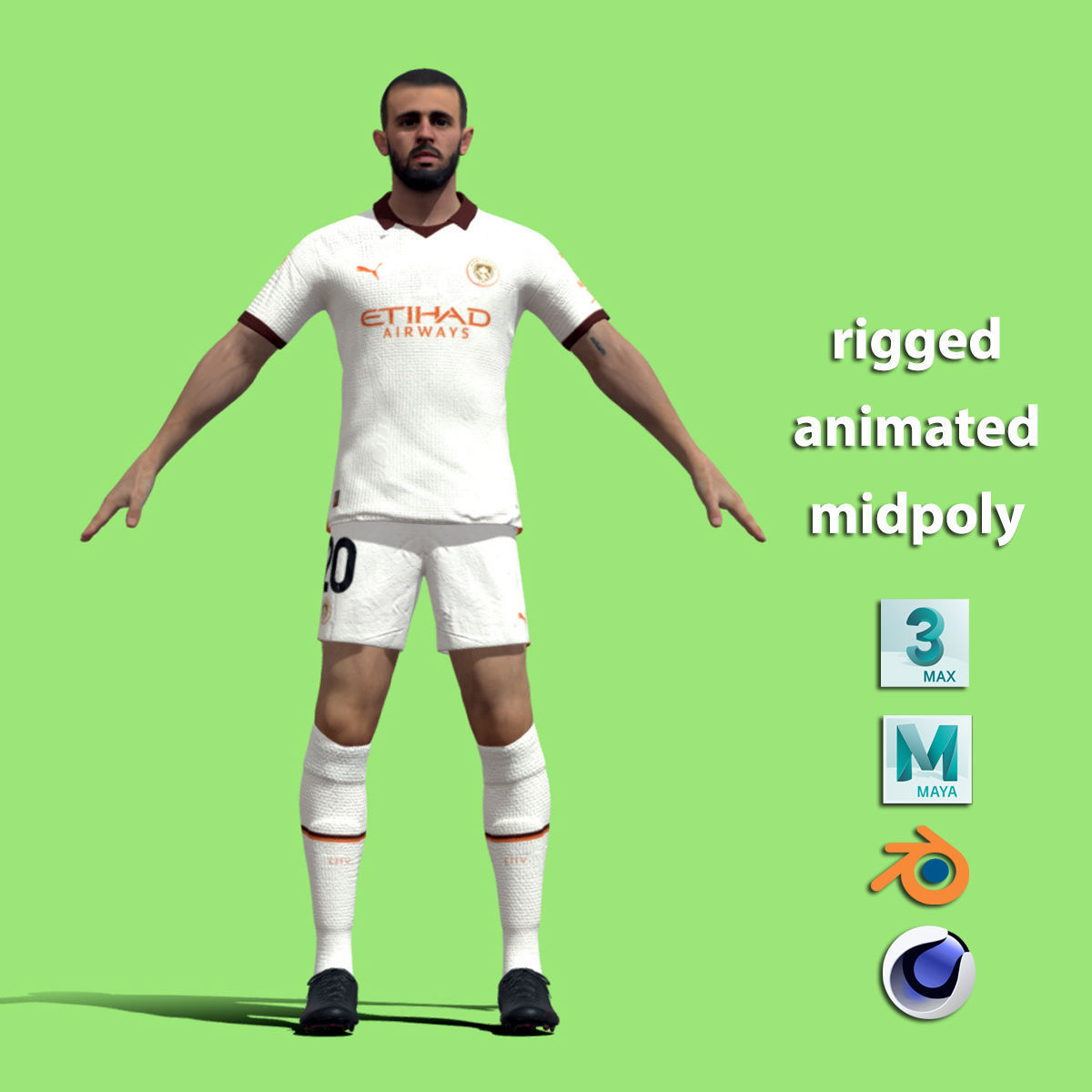 T-Pose Bernardo Silva Manchester City 23-24 3D model_2