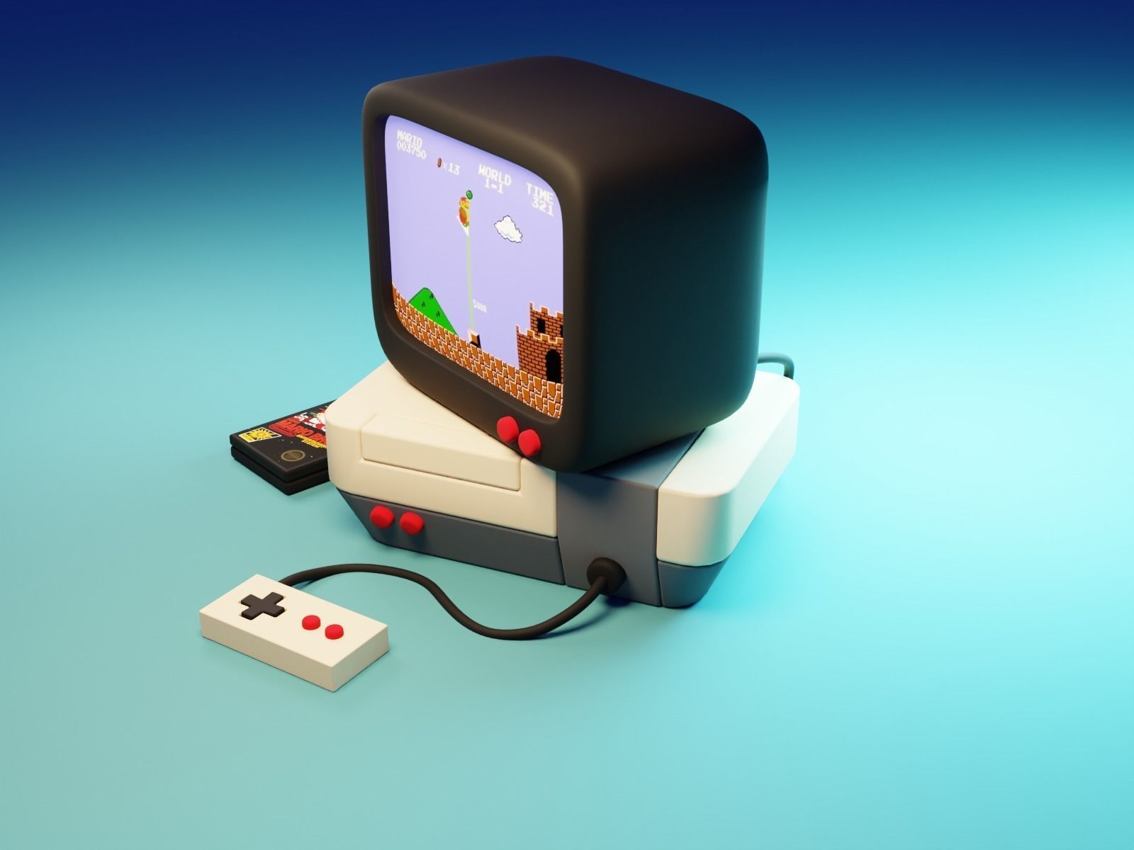 Retro Games Console Free 3D model_1