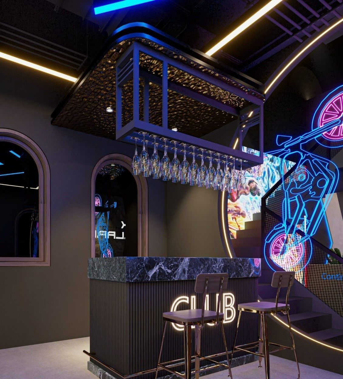 Billiard luxury Club interior design  3D model_3