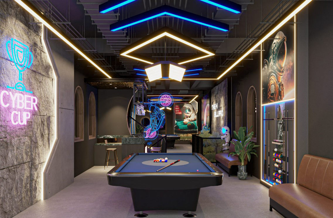 Billiard luxury Club interior design  3D model_1