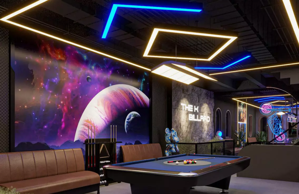 Billiard luxury Club interior design  3D model_0