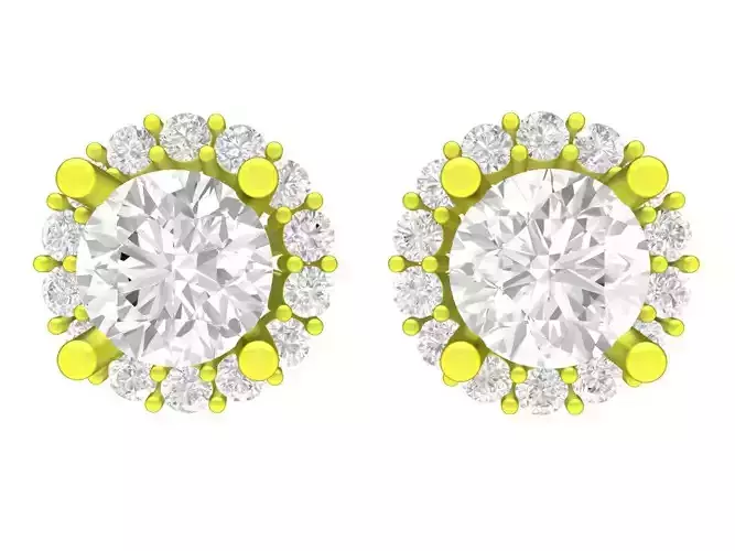 A7585 Halo Diamond Stud Earrings