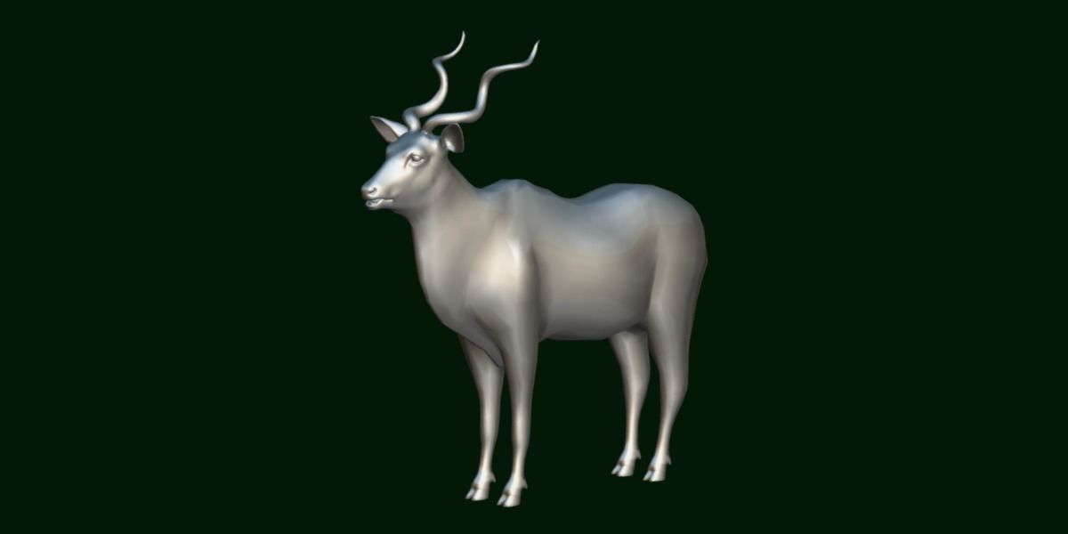 Greater Kudu Antelope Animal  Low-poly 3D model_23