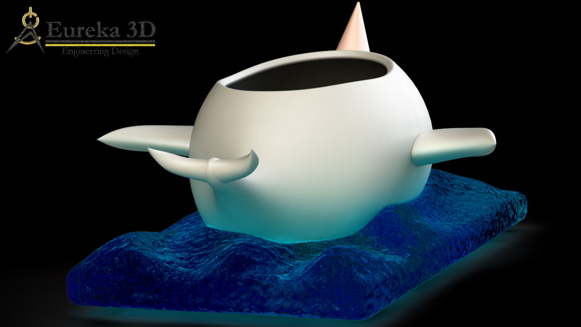 Narwhal flowerpot 3D print model_5