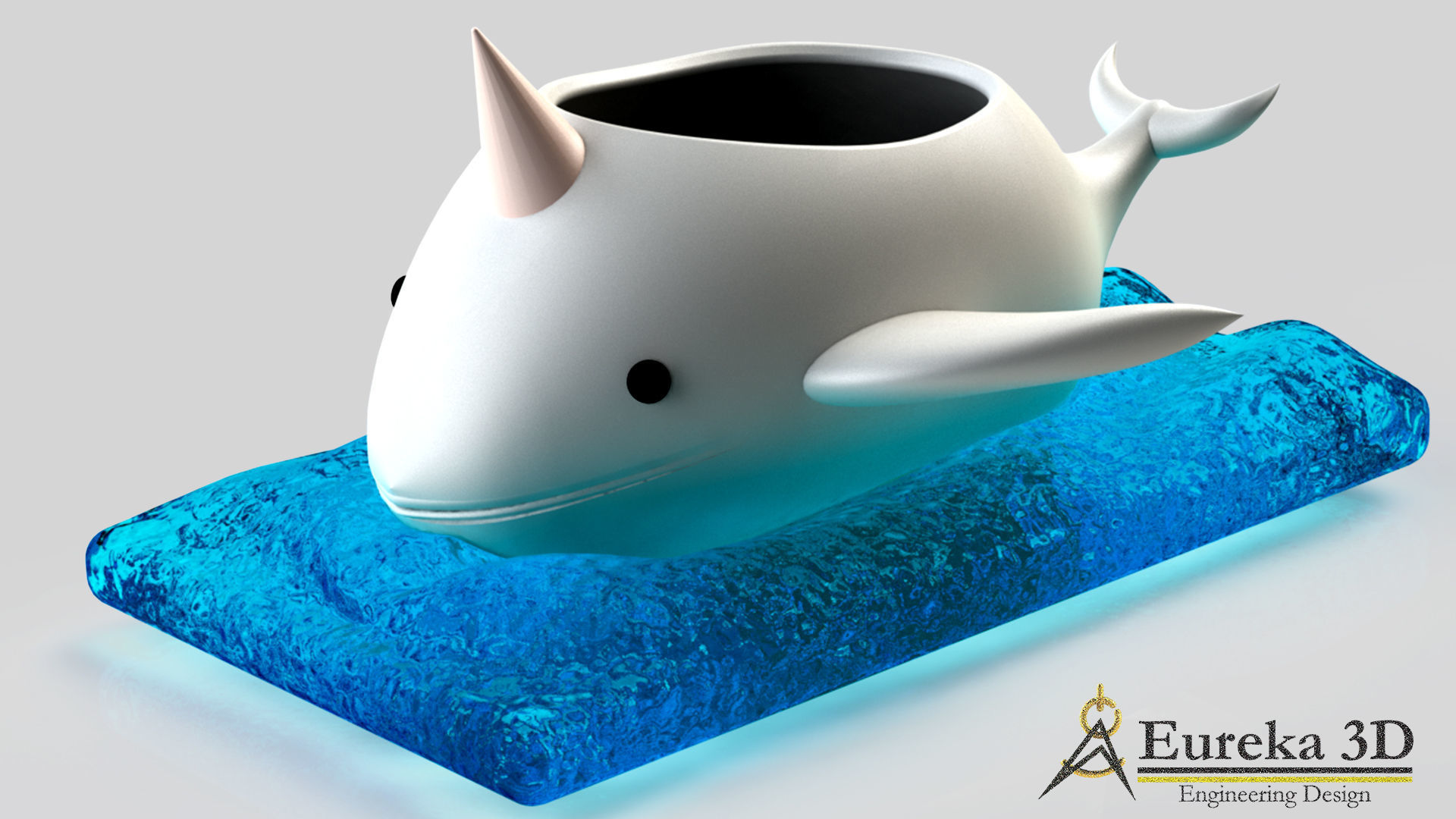 Narwhal flowerpot 3D print model_1