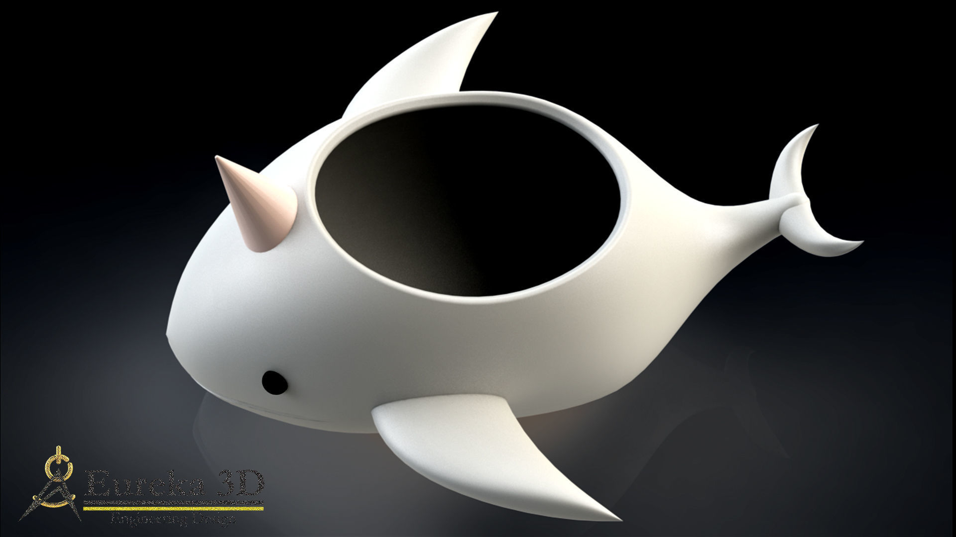 Narwhal flowerpot 3D print model_13