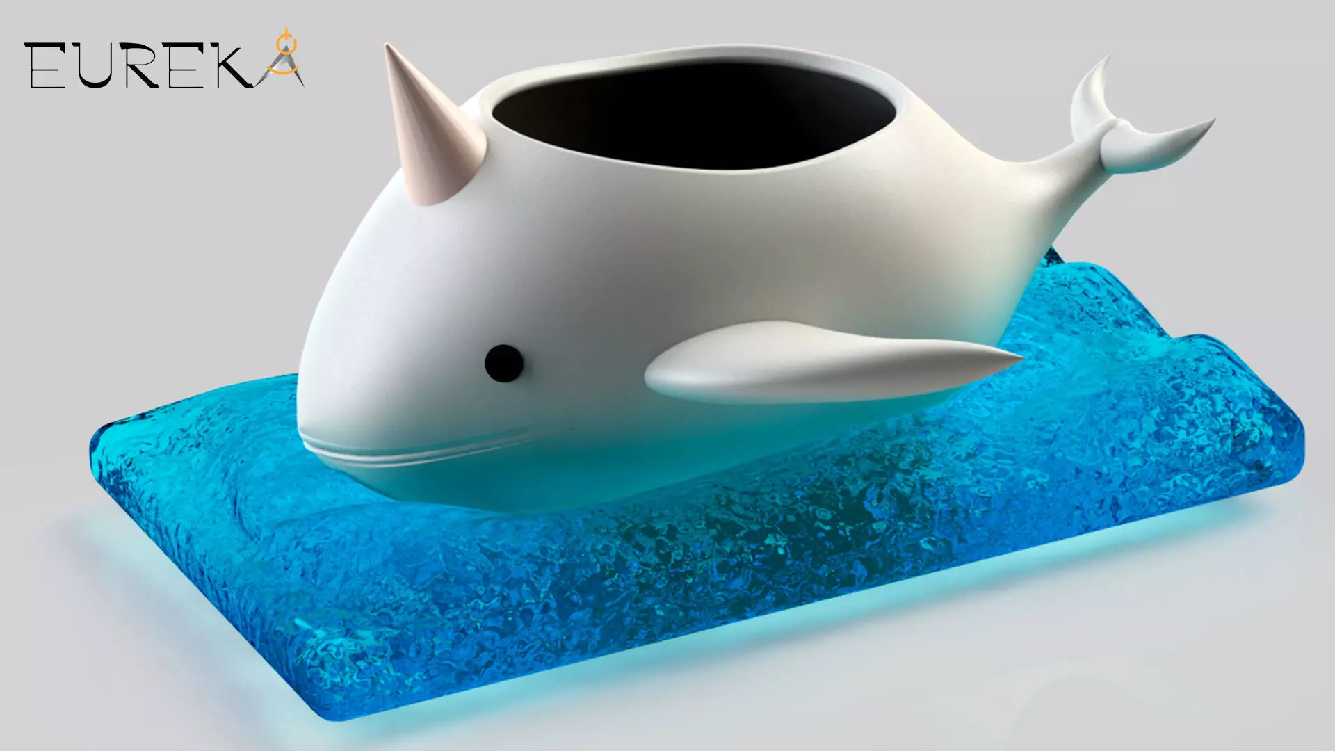 Narwhal flowerpot 3D print model_0